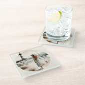 Seaside Lighthouse Stroll Glazen Onderzetter (Schuin)