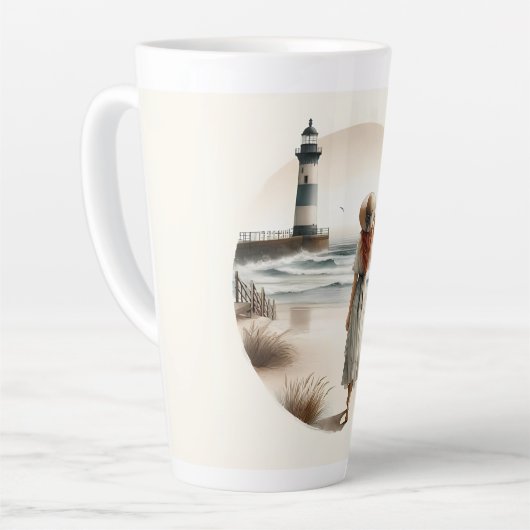 Seaside Lighthouse Stroll Latte Mok (Linkerhoek)
