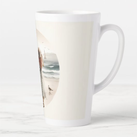 Seaside Lighthouse Stroll Latte Mok (Rechts)