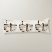 Seaside Lighthouse Stroll Lichaamskussen (Achterkant)