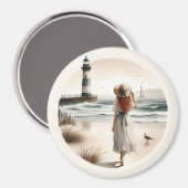 Seaside Lighthouse Stroll Magnet (Voorkant / Achterkant)
