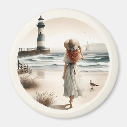 Seaside Lighthouse Stroll Magnet (Voorkant)