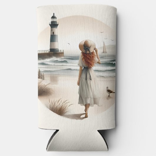 Seaside Lighthouse Stroll Seltzer Blikjeskoeler (Voorkant)