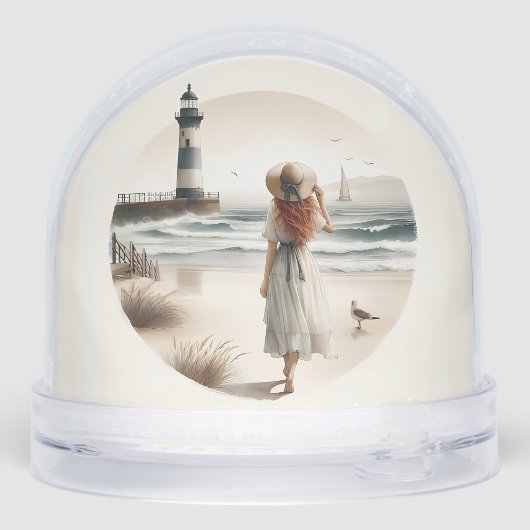 Seaside Lighthouse Stroll Sneeuwbol (Achterkant)