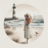 Seaside Lighthouse Stroll Sticker (Voorkant)