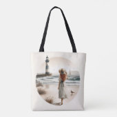 Seaside Lighthouse Stroll Tote Bag (Achterkant)