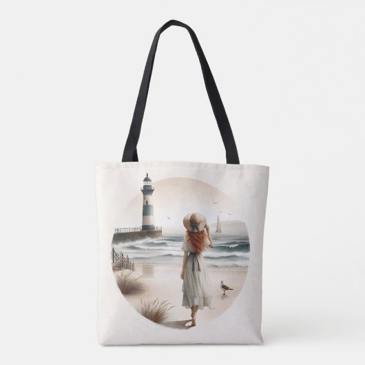 Seaside Lighthouse Stroll Tote Bag (Achterkant)