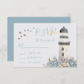 Seaside Lighthouse Trouwkaarten RSVP (Voorkant / Achterkant)