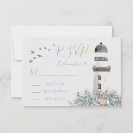 Seaside Lighthouse Trouwkaarten RSVP Kaartje