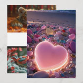 Seaside Love: Radiant Heart Beach Huwelijksuitnodi Kaart (Voorkant / Achterkant)