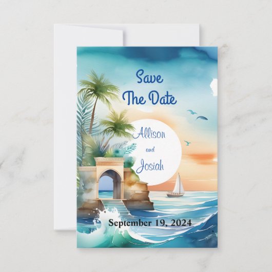 Seaside Love: Summer Beach Wedding Save the Date (Voorkant)