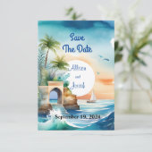 Seaside Love: Summer Beach Wedding Save the Date (Staand voorkant)