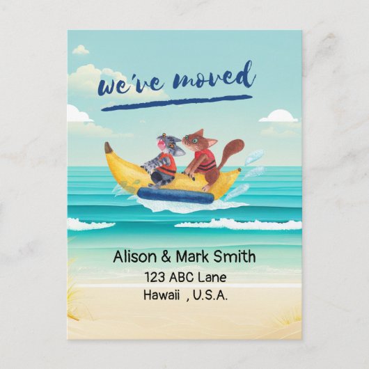 Seaside Lovers Moving Announding New House Briefkaart (Voorkant)