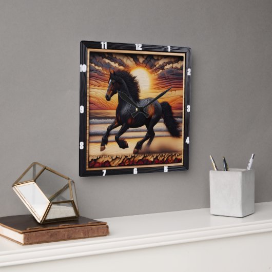 Seaside Morgan Pace: getextureerd verkoold ontwerp Vierkante Klok (Kantoor)