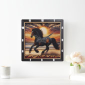 Seaside Morgan Pace: getextureerd verkoold ontwerp Vierkante Klok (Huis)