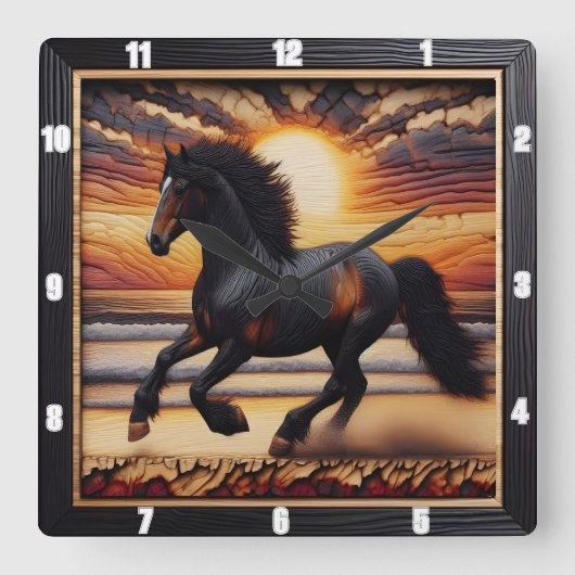 Seaside Morgan Pace: getextureerd verkoold ontwerp Vierkante Klok (Voorkant)