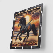 Seaside Morgan Pace: getextureerd verkoold ontwerp Vierkante Klok (Hoek)