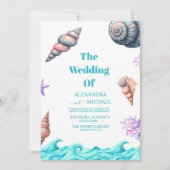 Seaside Nautical Seashell bruiloft Kaart (Voorkant)