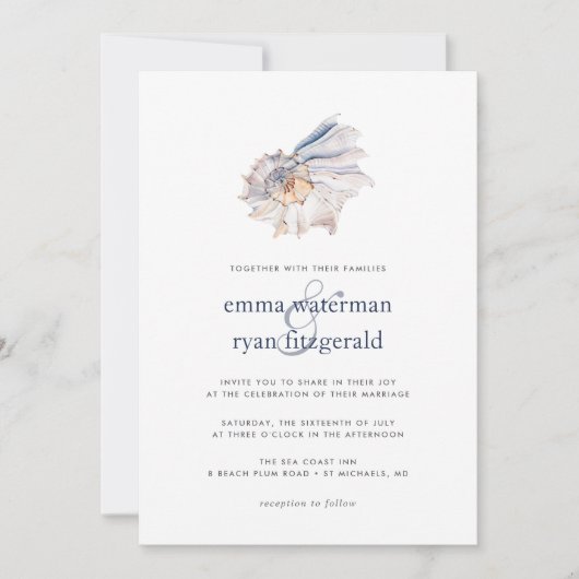 Seaside | Nautical Seashell Weddenschap Kaart (Voorkant)