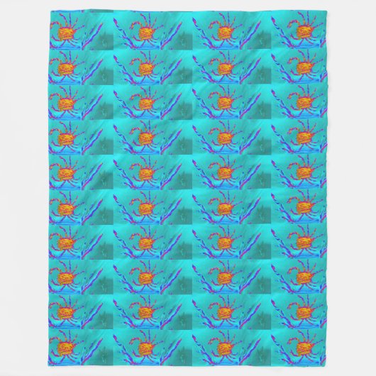 Seaside Ondersea Art Cool Crabs Fleece Deken (Voorkant)