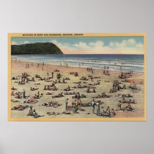 Seaside, Oregon - Bathing in Suft and Sunshine Poster (Voorkant)