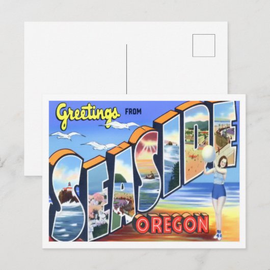 Seaside, Oregon  Big Letters Briefkaart (Voorkant / Achterkant)