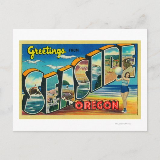 Seaside, Oregon - Grote letterscènes Briefkaart (Voorkant)