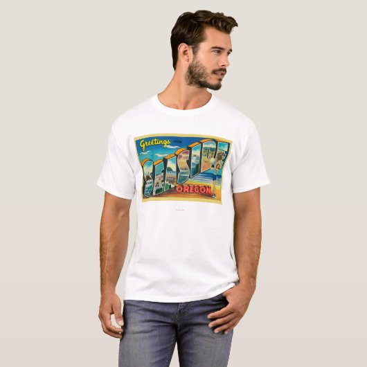 Seaside, Oregon - Grote letterscènes T-shirt (Voorkant volledig)