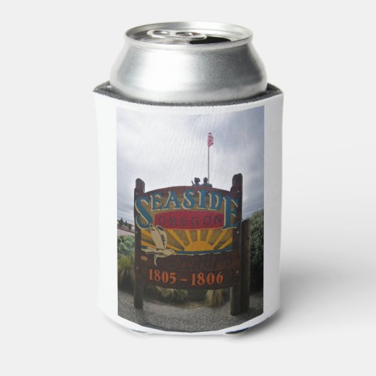 Seaside Oregon Lewis en Clark Teken op Prom Beach Blikjeskoeler (Blikje Achterkant)