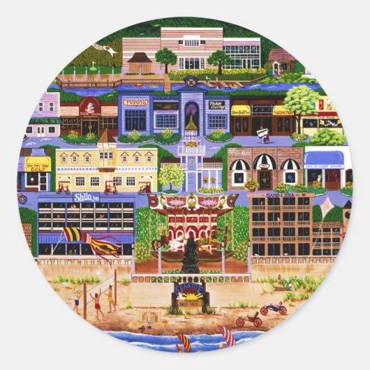 Seaside Oregon Ronde Sticker (Voorkant)