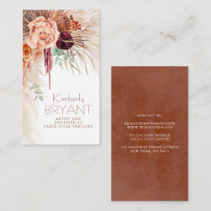 Seaside Pampas Grass en Terracotta Flowers Boho Visitekaartje