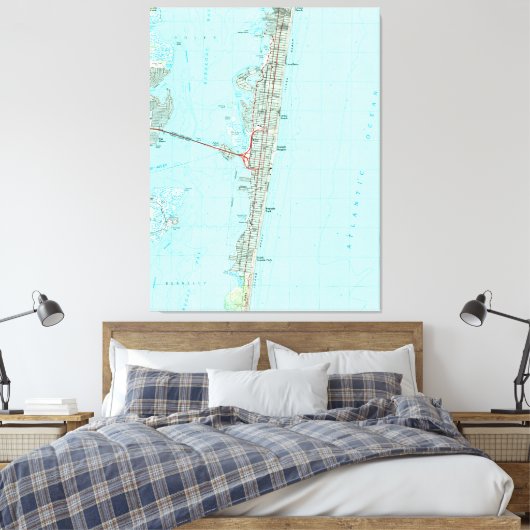 Seaside Park & NJ Shore Map (1989) Canvas Afdruk (Insitu (Slaapkamer))