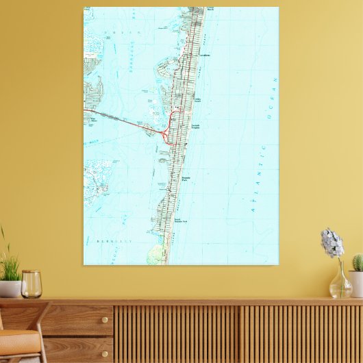 Seaside Park & NJ Shore Map (1989) Canvas Afdruk (Insitu (Woonkamer))