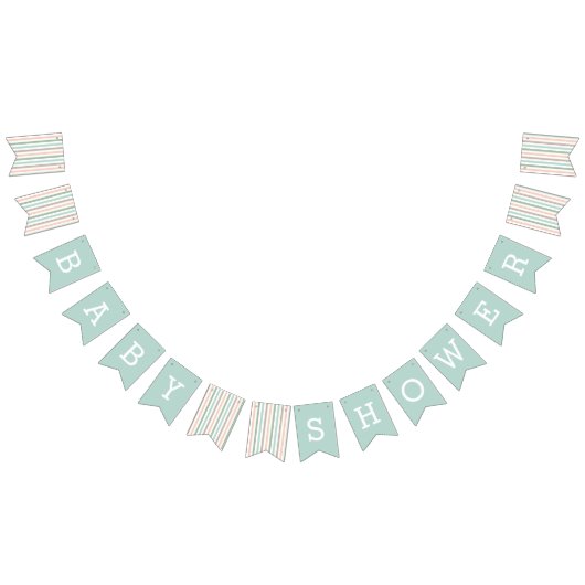Seaside Pastel Mint Stripe Baby shower Vlaggetjes (Alle)