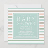 Seaside Pastel Stripe Baby shower Invitation Kaart (Voorkant)