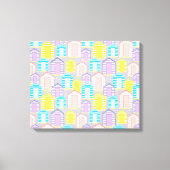 Seaside Pastel Stripe Beach Huts Canvas Afdruk (Voorkant)