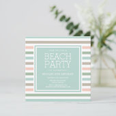 Seaside Pastel Stripe Beach Party Kaart (Staand voorkant)