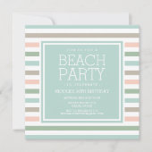 Seaside Pastel Stripe Beach Party Kaart (Voorkant)
