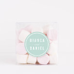 Seaside Pastels Pale Aqua Wedding Ronde Sticker<br><div class="desc">Our Seaside Pastels wedding stickers in breezy,  pale aqua are a perfect finishing touch to your invitations,  favors and thank you cards. Design features the couple's names in crisp white lettering on a light seaglass aqua background. Shop matching Seaside Pastels wedding items in the collection below.</div>