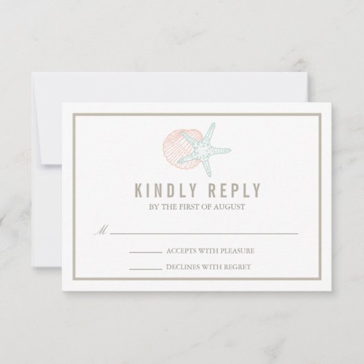 Seaside Pastels Wedding RSVP Respons (Voorkant)