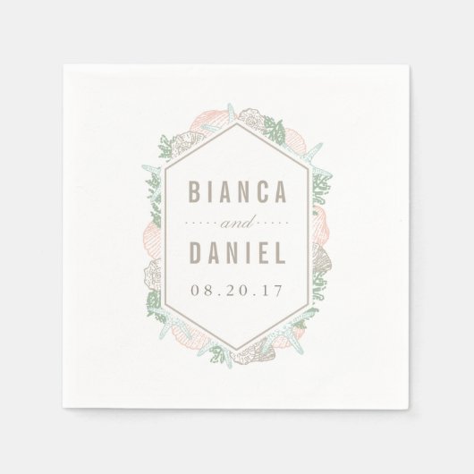Seaside Pastels Wedding Servetten (Voorkant)