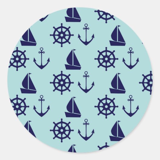 Seaside Pattern Ronde Sticker (Voorkant)