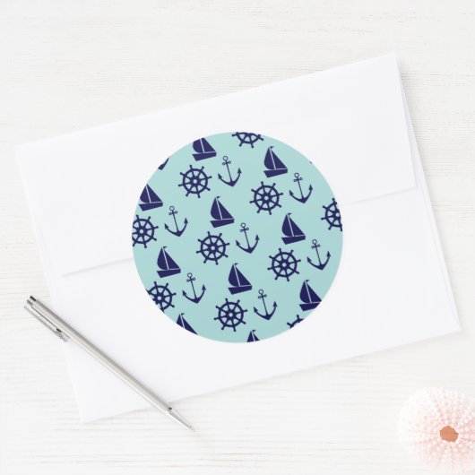 Seaside Pattern Ronde Sticker (Envelop)