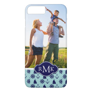 Seaside Pattern  Uw foto en monogram Case-Mate iPhone Case
