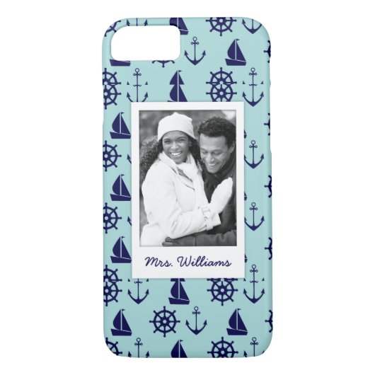 Seaside Pattern | Uw foto en naam Case-Mate iPhone Case (Achterkant)