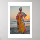 Seaside Portrait of Flamboyant Woman Poster (Voorkant)
