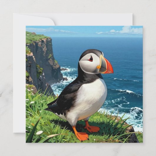 Seaside Puffin Illustration | Blank Kaart (Voorkant)