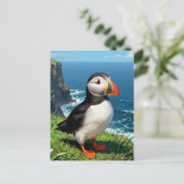 Seaside Puffin Illustration | Keeping in Touch Briefkaart (Staand voorkant)