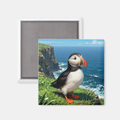 Seaside Puffin Illustration   Magneet (Voorkant / Achterkant)