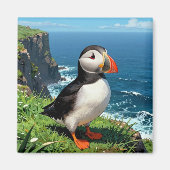 Seaside Puffin Illustration   Magneet (Voorkant)